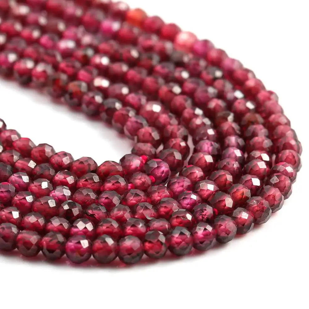 Natural Stone Faceted Garnet Small Beads Loose spacer beads for Jewelry Making DIY Necklace Bracelet Accessories 2 3 4 5mm