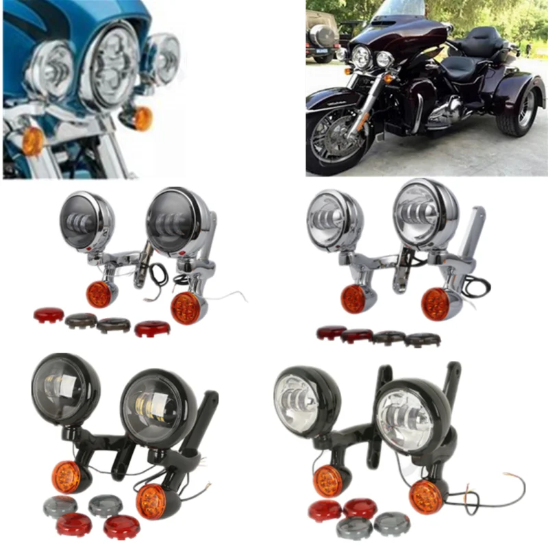 

Motorcycle Turn Signal LED Spot Fog Light Bracket For Harley Electra Street Glide Road King FLHX FLHR 2014-2022 2019