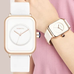 Ouro rosa moda feminina relógio de pulso para 2023 couro branco minimalista senhoras vestido relógio de pulso relogio feminino montre femme