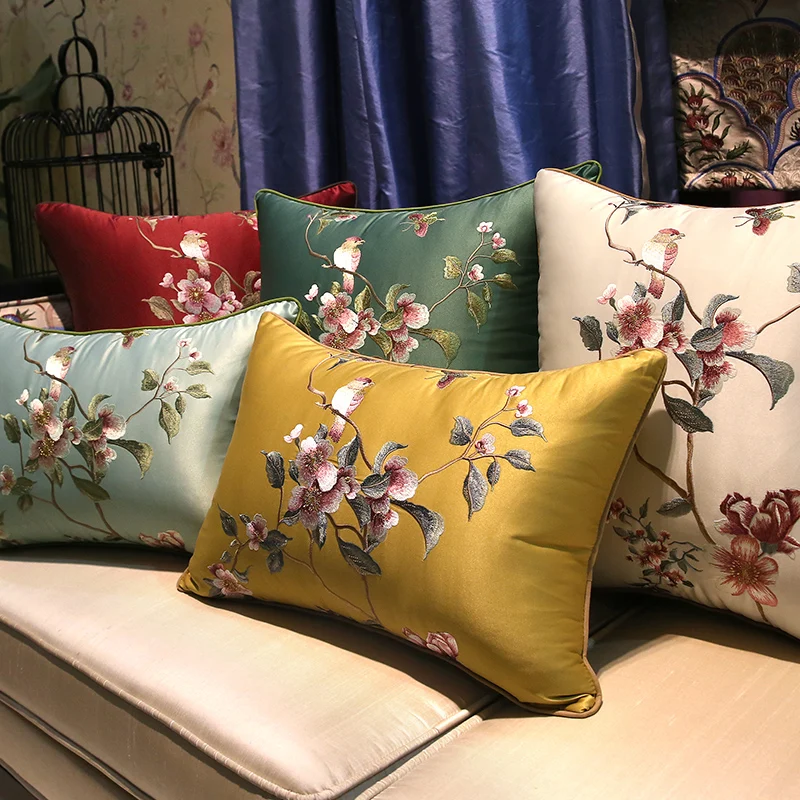 DUNXDECO poszewka dekoracyjna poszewka na poduszkę Cojine nowoczesny luksusowy haft ptak Flora elegancka Sofa Coussin dekoracja pościeli