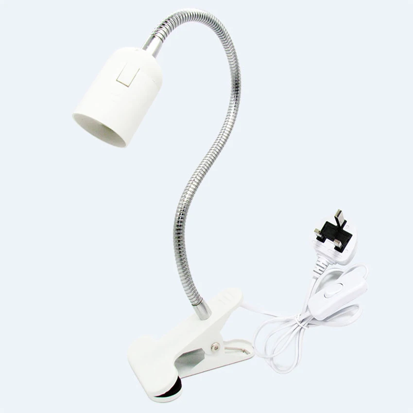 UK Plug Light Base 360 Degrees Flexible Clip Holder with Switch for E27 Socket LED CFL Night Light Plant Growth Lamp Desk Lamp