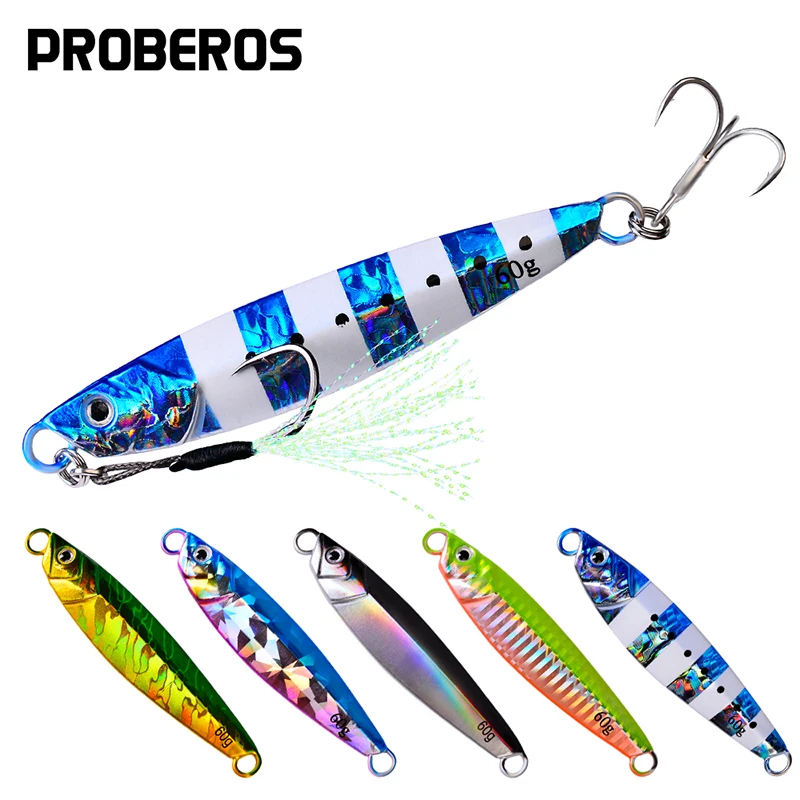 PROBEROS 5 Teile/los Metall Guss Jig Löffel 7g-10g-14g-17g-21g-24g-30g-40g-60g Casting Jigging Fisch Meer Bass Angeln Köder Tackle