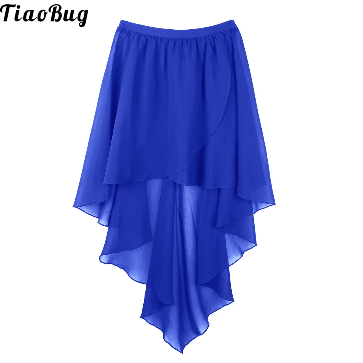 Tiaobug Vrouwen Dames-Side Dip Asymmetrische Chiffon Rok Ballet Dansvoorstelling Volwassen Kostuum Dans Rok