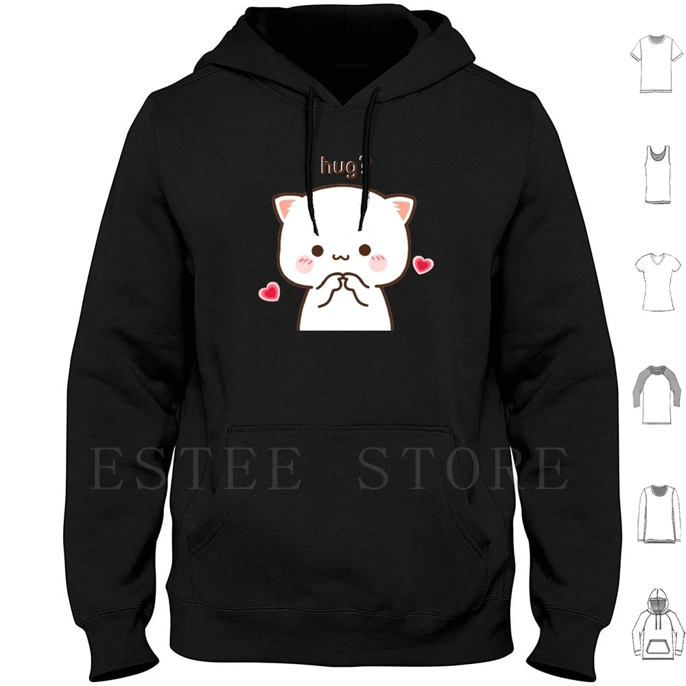 Sudadera con capucha de gato linda de manga larga, Goma, para amantes de los gatos, Peach Cat Boyfriend, Milk Girlfriend, Kawaii Kitty, Mochi, Romantic Peach