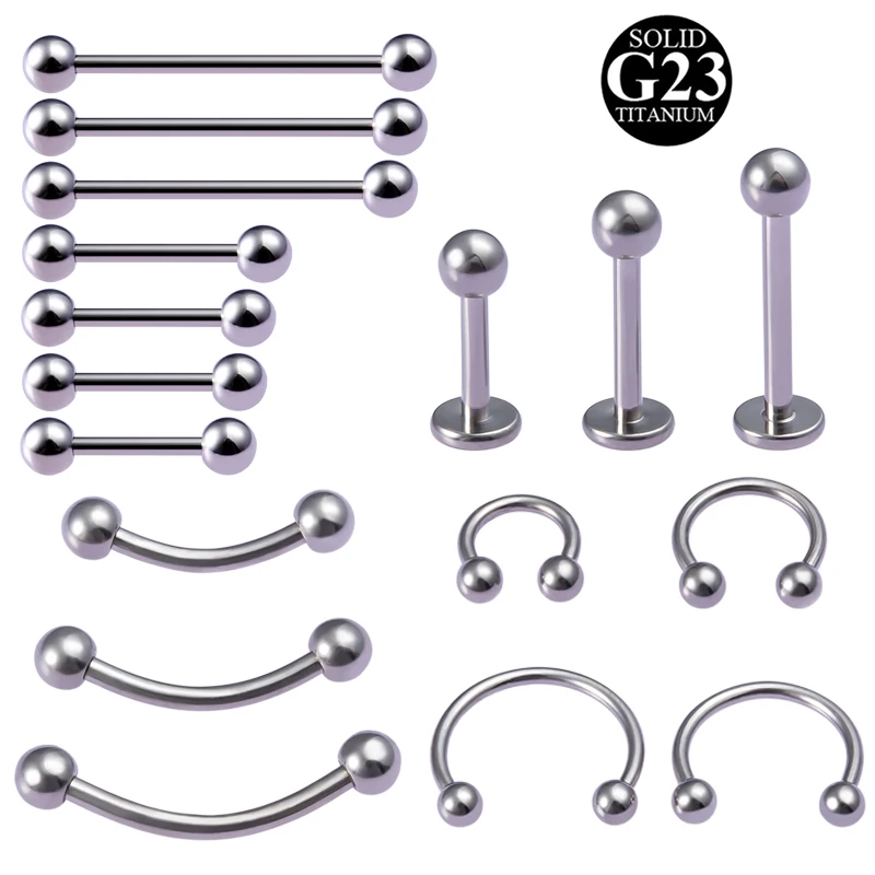 1pc Titanium Eyebrow Piercing Set Cartilage Industrial Earring Tongue Lip Stud Bar Nose Septum Ring Barbell Nipple Body Jewelry