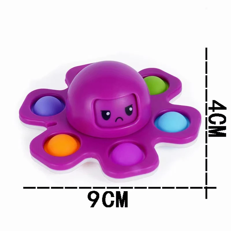 Fidget Toys Autism Stress Relief Silicone Interactive Flip Octopus Face Change Finger Spinner Push Pop Bubble Fidget Toy