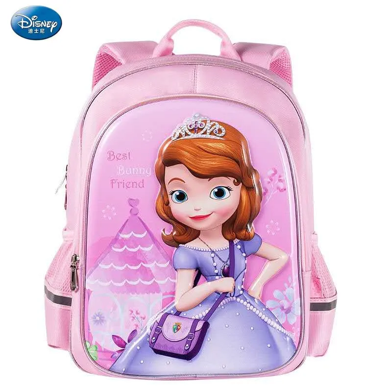 Disney Sofia Bolsas escolares para meninas, estudantes da primária, mochila ortopédica de grande capacidade, presentes para crianças, grau 1-3