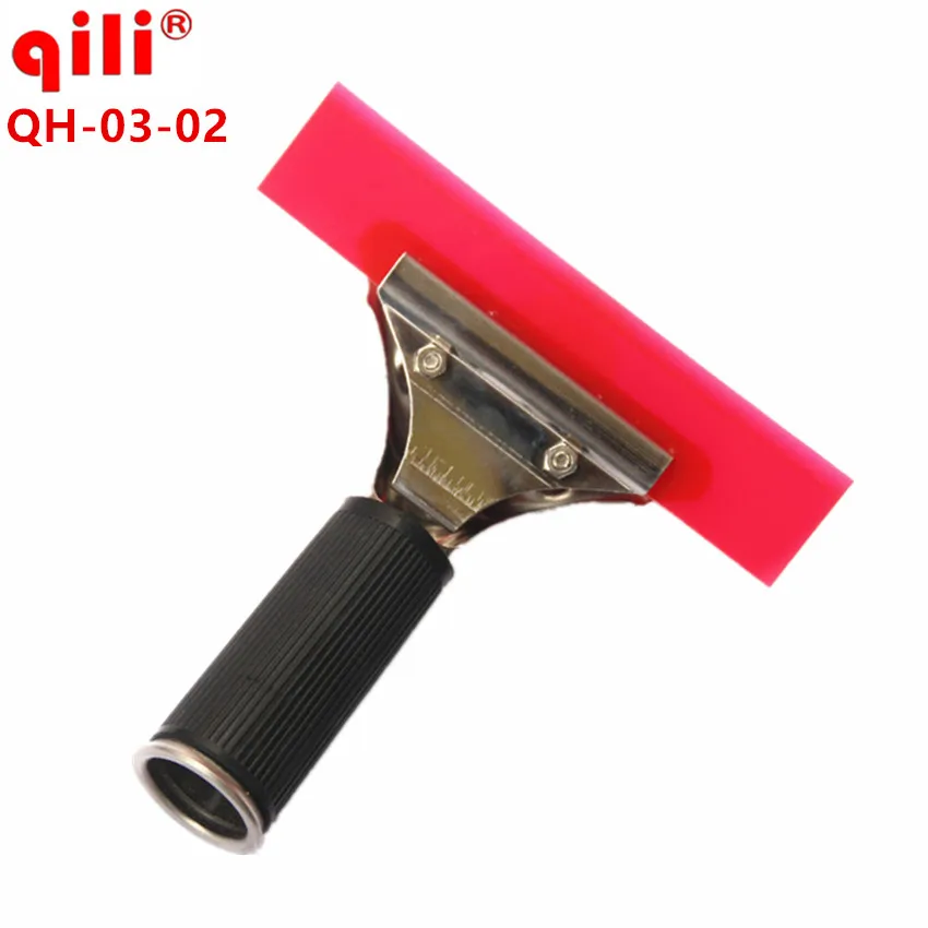 Qili QH-03-02 Red Rubber Squeegee Automobile Stainless Steel Long Handle Rubber Blade Scratch stickers Oblique Tendon Scraper