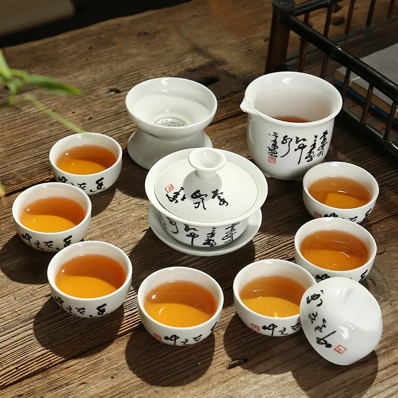 Ceramic white porcelain kungfu tea set