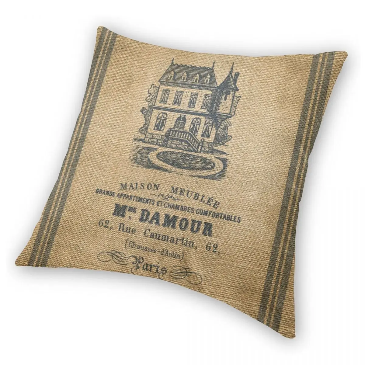 Vintage Burlap French House Design Square Pillowcase Polyester Linen Velvet Zip Decor Pillow Case Room Cushion Cover 18\