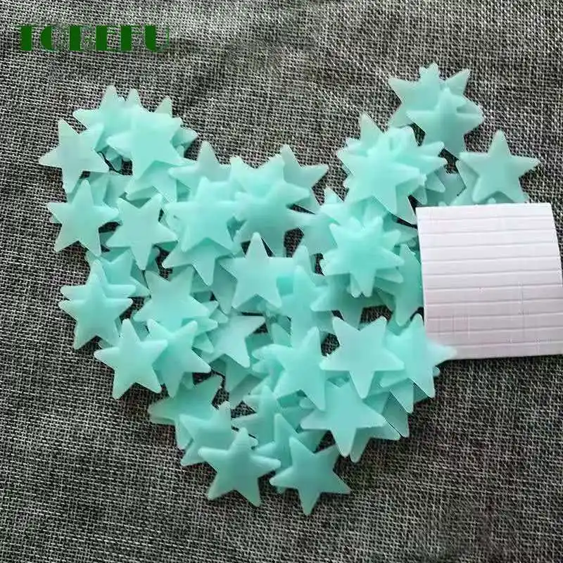 TOBEFU 3D Star and Snow Energy Storage Fluorescent Glow In The Dark Luminous on Wall Stickers for Kids Living Room Decal Gifts