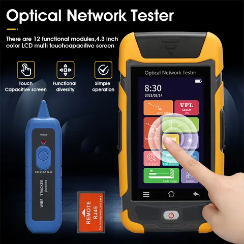 SM or MM OTDR 1310/1550nm 850/1300nm 1625nm Optical Reflectometer 4.3' Touch OLS OPM VFL Event Map RJ45 Cable Tester