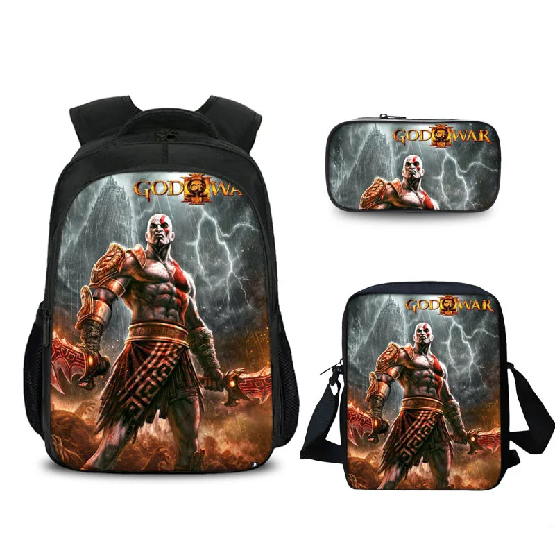 3 Pcs/Set Game God of War 4 Kratos Printed Children School Bags for Teenage Boy Girls Students Daily Backpack Mochila Escolar 20