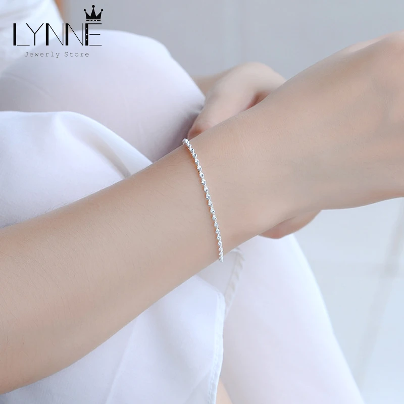 Nowe mody proste skręcone bransoletka z motywem fali 925 Sterling Silver delikatny Spin wzór łańcuch ręczny kobiety i dziewczyny biżuteria bransoletki prezent — zdjęcie 4