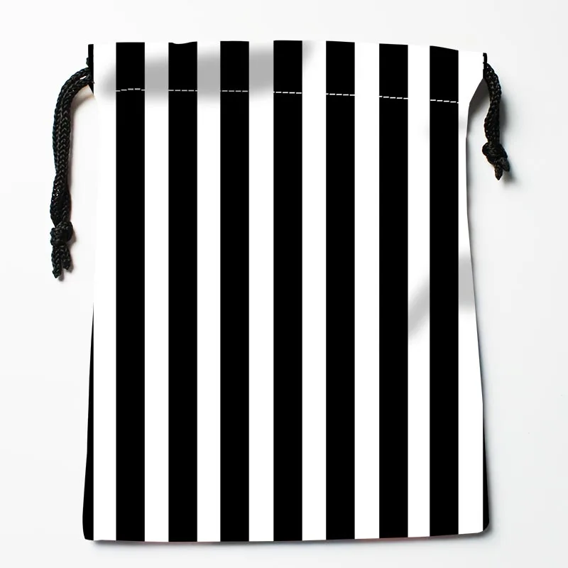 Nice Custom Black and White Pattern Printed Satin Storage Bag Drawstring Gift Bags More Size storage Custom Your Image 18*22cm image 3