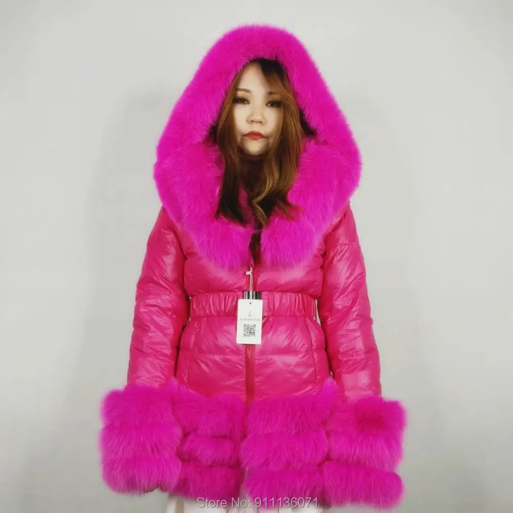 Custom D39  Woman And Children Size Down Jacket 3 Rows Fur Puffer Coat With Detached Hood And Sleeves