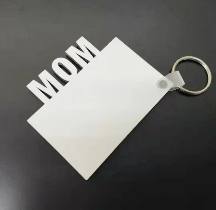 MOM DAD FAM Sublimation Blank Keychain Party Favor MDF Wooden Key Chain Pendant Double-sided Thermal Transfer Keyring SN201