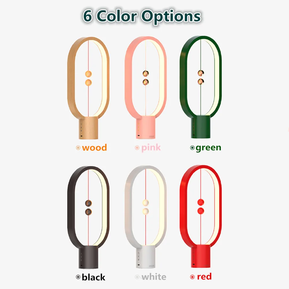 Dropship USB Rechargeable Hengpro Balance LED Table Lamp Ellipse Magnetic Mid-Air Switch Eye-Care Night Light Touch Control