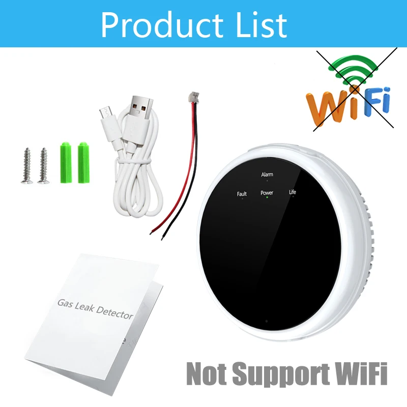 GARDLOOK WiFi LPG GAS Leakage Natural Combustible Detector & 433MHz Gas Leak Sensor Alarm Optional Use For Home Security System