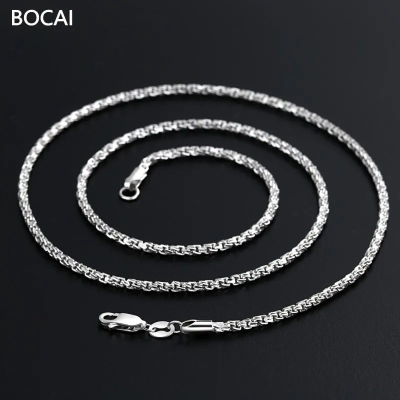 BOCAI New solid S925 Silver Jewelry Woven Foxtail Chain Chopin Chain Sweater Chain Clavicle Chain Man and Woman Necklaces