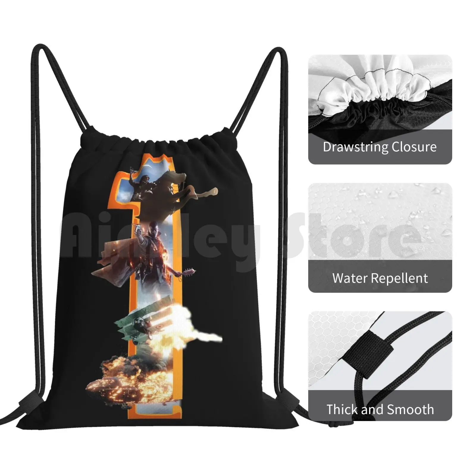 Battlefield 1 Number One Backpack Drawstring Bag Riding Climbing Gym Bag Bf4 Bf3 Battlefield 1 Battlefield 4 Battlefield One