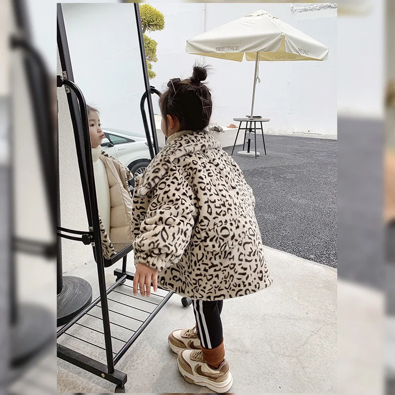 Girls Baby\'s Kids Coat Jacket Outwear 2022 Leopard Velvet Thicken Winter Autumn Overcoat Top Outdoor Party Teenagers Children\'s