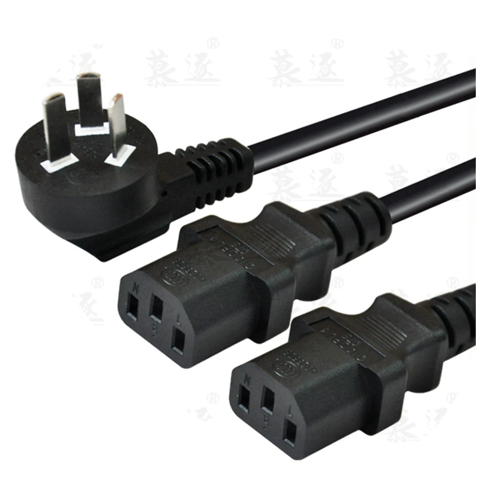 Computer power cord general product word double head power cord one minute two one tow two computer host monitor cable