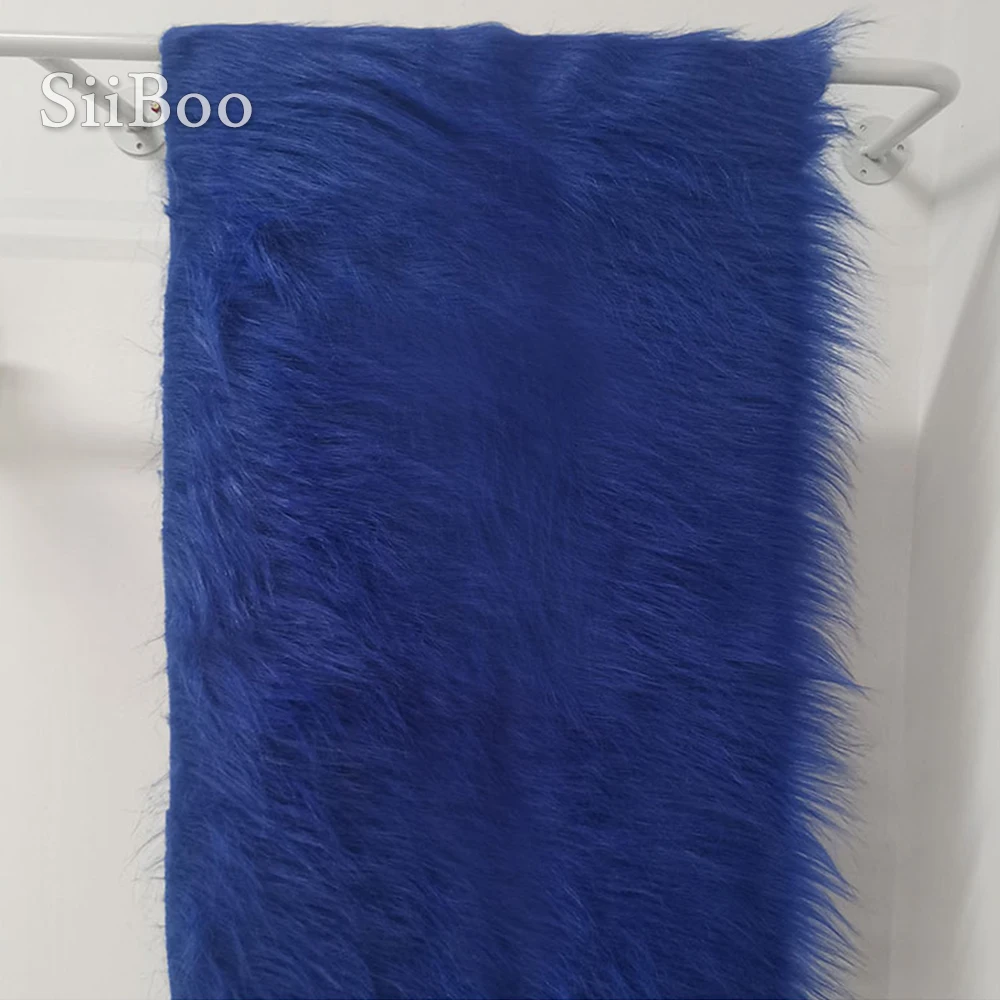 Royal blue 9cm plush faux fur fabric for winter coat vest stage cosplay decor long fur fabric tissue DIY 150*50cm 1pc SP5420