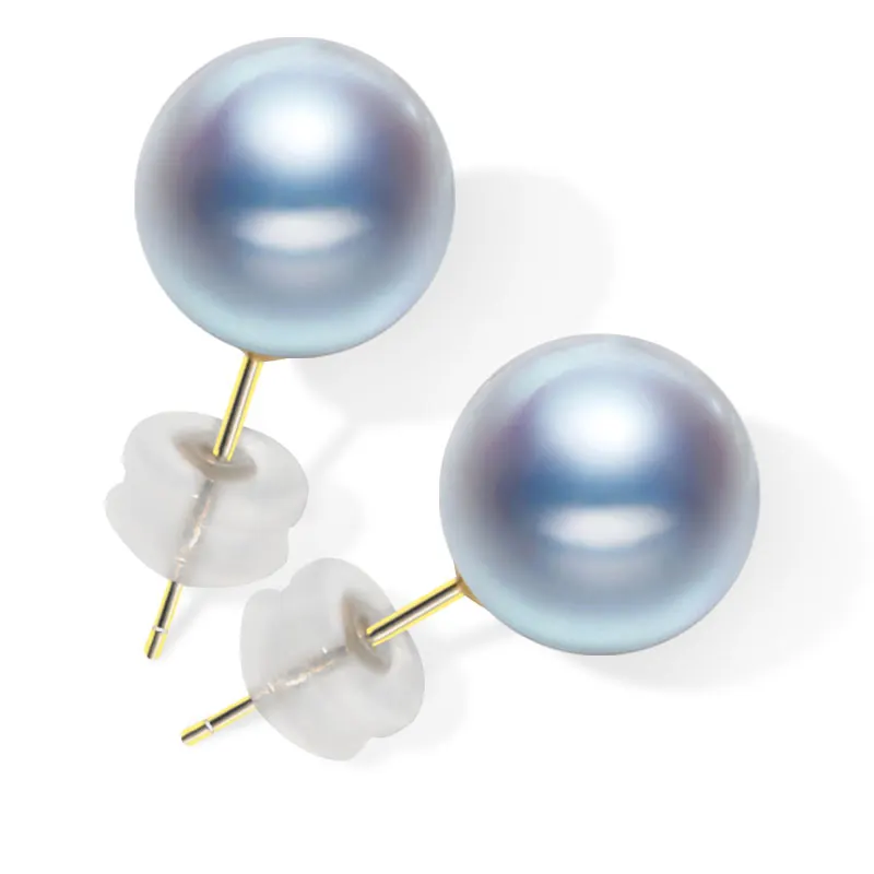 

XF800 18K Yellow Gold Jewelry Pearl Earrings For Women Au750 Fine Jewelry 7-8mm Round Pearl Stud Earrings Gift E385