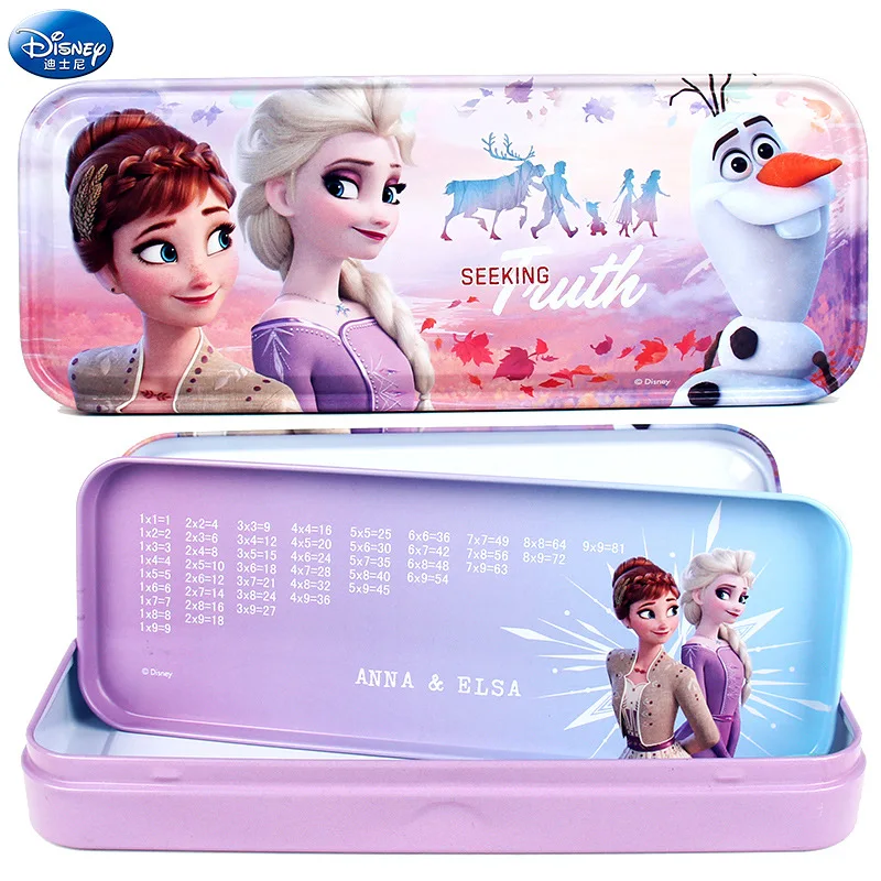 Disney Frozen Stationery Box Double-layer Tinplate Pencil Case Cute Large-capacity Pencil Case School Supplies Gift Prize