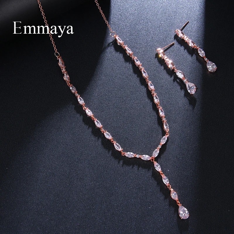 Emmaya New Fashion Pure And Tiny Cubic Zircon Lovely Jewelry Necklace And Earring  For Women&Lady Dazzling Dress-up In Party