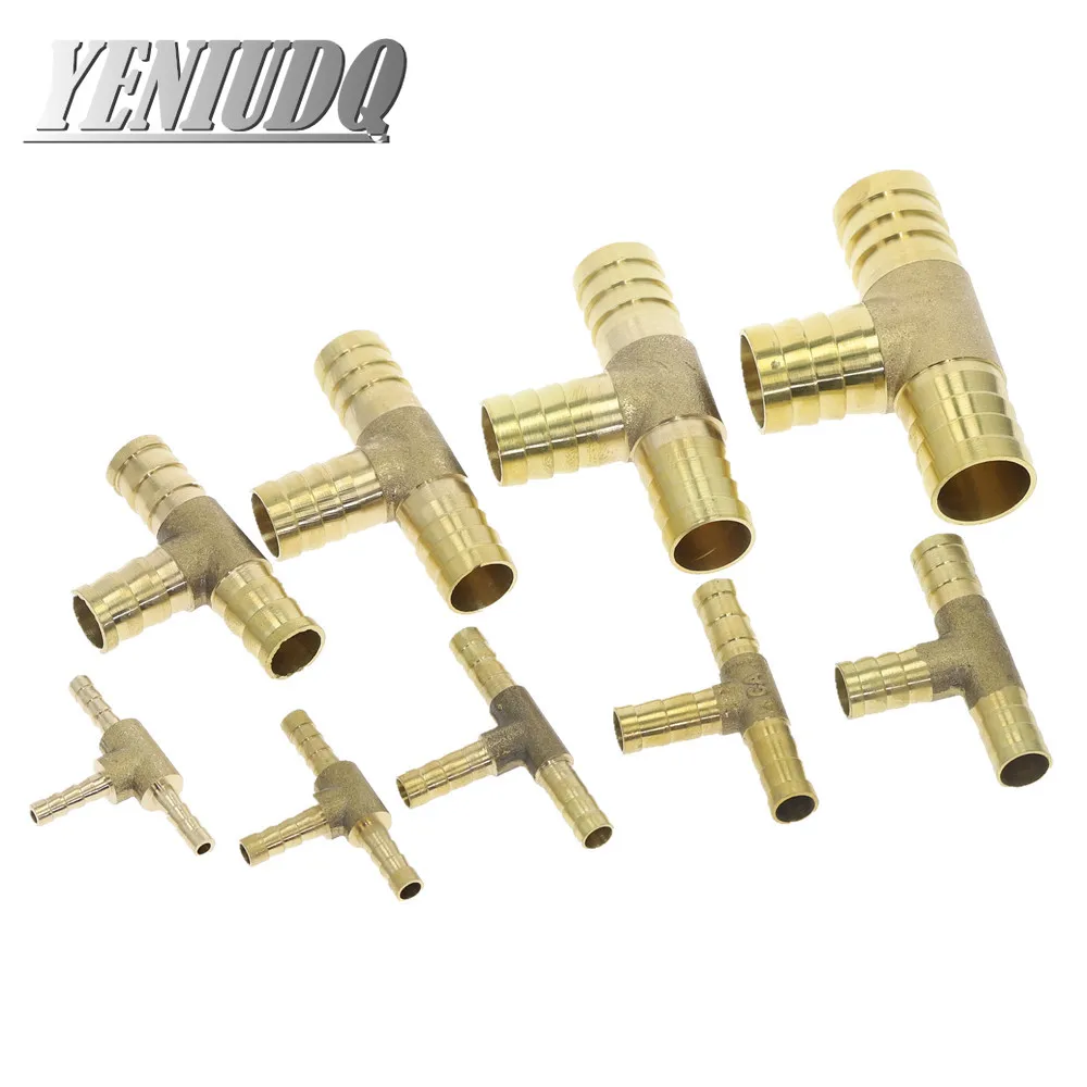 1pcs Reduce T-Shape Brass Barb Hose Fitting Tee 4mm-19mm 3 Way Hose Tube Barb Copper Barbed Coupling Connector Adapter