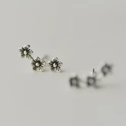 New Hot Fashion 925 Sterling Silver flowers Retro Earrings for Women Girls Gift Fashion Statement Jewelry