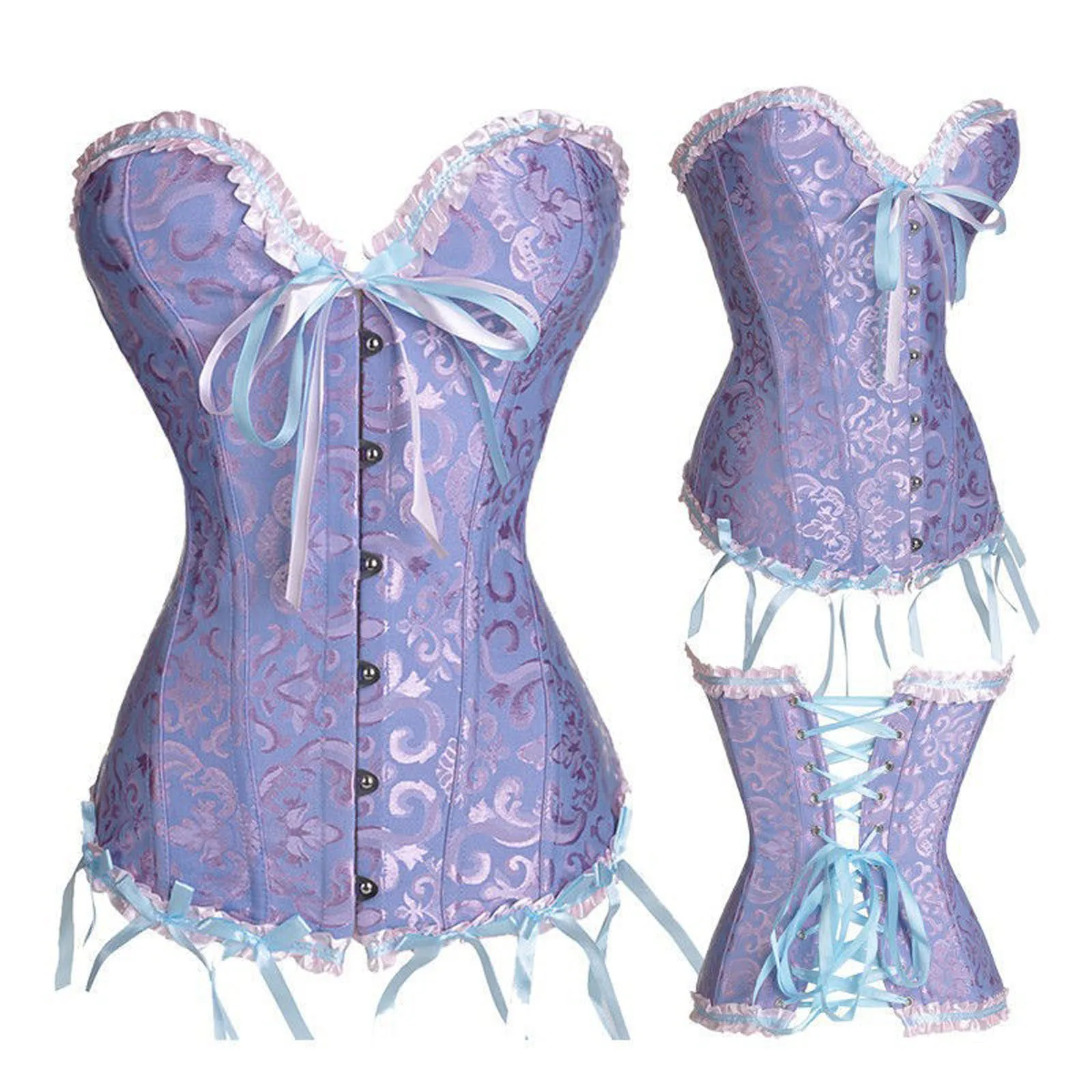 2023 Women´s corsets and bustiers tops sexy women brocade corset zip vintage style corselet overbust ladies Plus Size 6XL