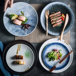 Japanese-style tableware ceramic plate breakfast plate sushi flat plate home creative steak plate western dinner plate set plate