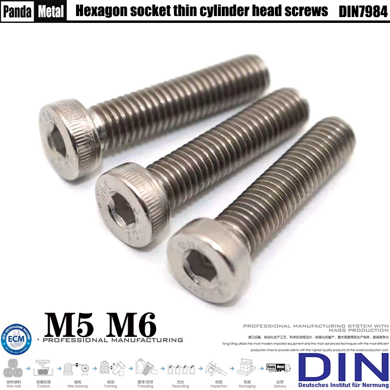 

DIN7984 Hexagon Low Head Thin Bolt 304 Stainless Steel Hexagon Head Bolt Thin Head Short Screw Specification M5M6A2-70