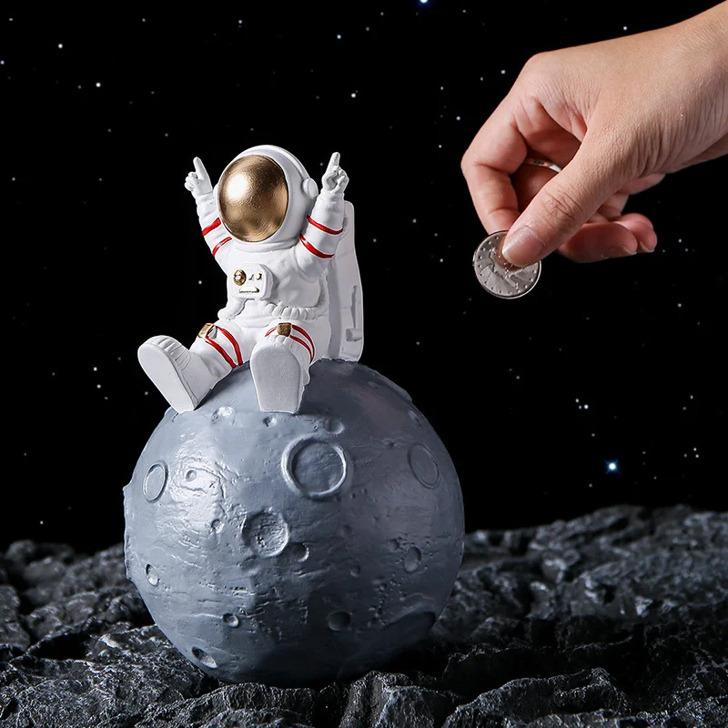 Piggy Bank Astronaut Toys with Planet Coin Bank Resin Money Jar Desk Home Decoration Spaceman Piggy Banks for Boys Girls Adults