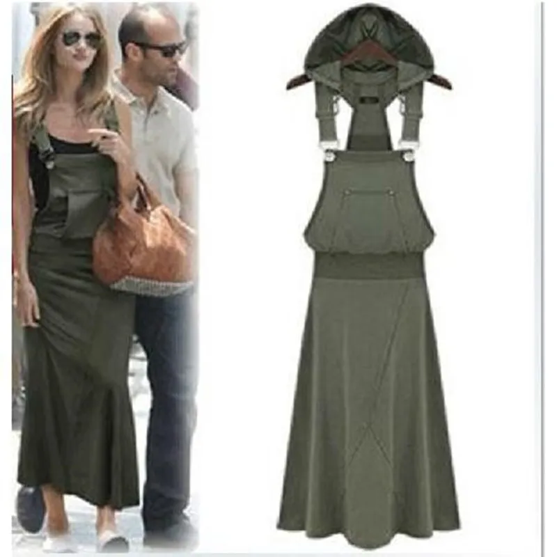 

Spring Summer Fashion Big Size vest hooded one-piece dress Star Style Strap Dress