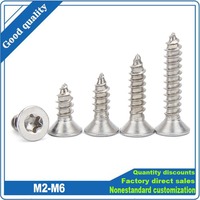 5/50pc M2 M2.3 M2.6 M3 M3.5 M4 M5 M6 304 A2 Stainless Steel Six Lobe Torx Flat Countersunk Head Security Self-tapping Wood Screw
