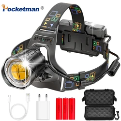 Most Bright XHP100 LED Headlamp 2500M Long Range Headlight USB Rechargeable Head Lamp Waterproof Head Torch