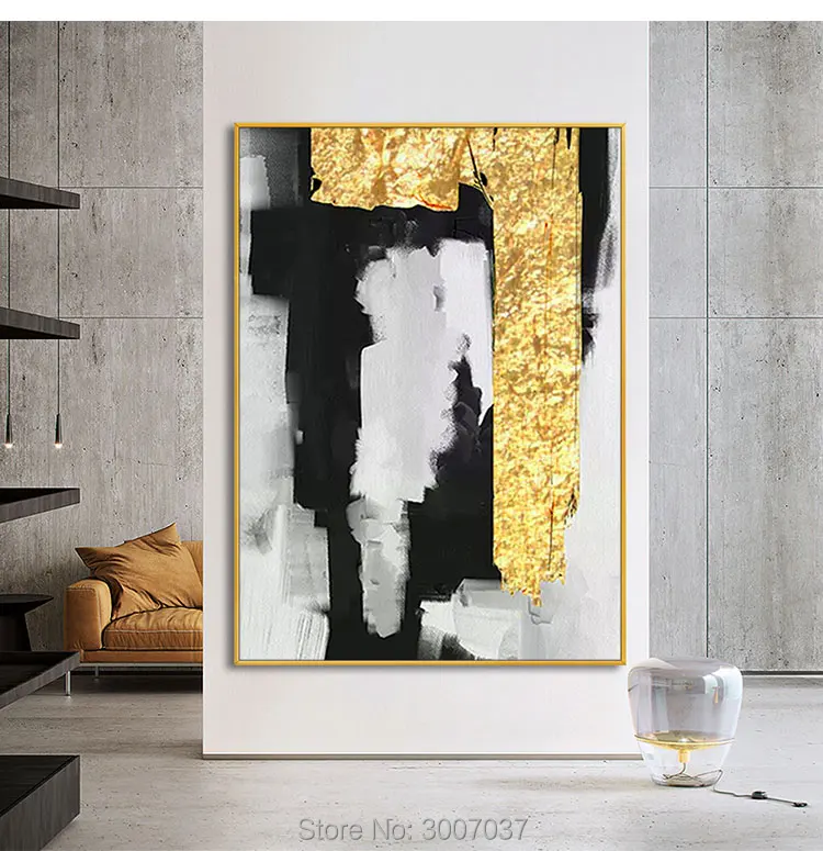 100% Hand Painted Gold Color Foils Oil Painting On Canvas Wall Pictures Canvas Painting For Living Room Home Decor no Frame