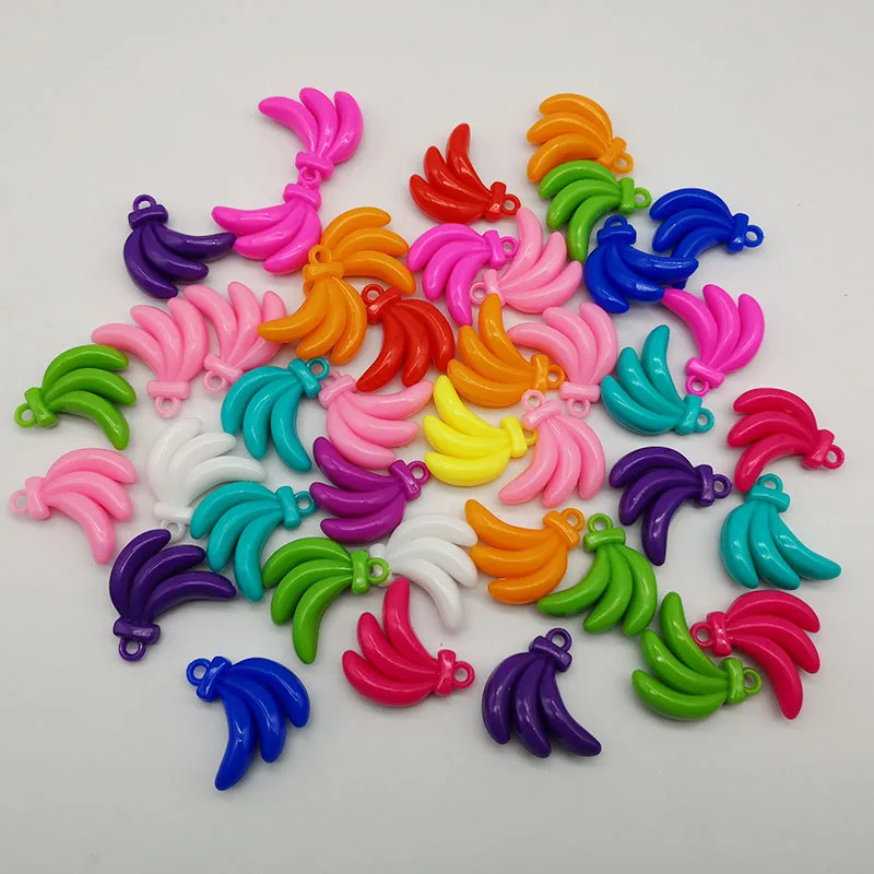 10Pcs/lot,27mm*29mm Plastic Banana Accessories Beads Colorful beads For DIY Bracelet Necklace Earring Components