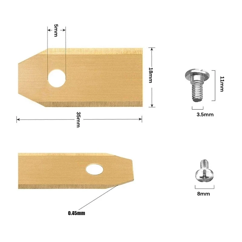 Hoja de corte para cortacésped, pieza de repuesto de 35x18x0,45mm para Husqvarna, automotriz, Gardena, cortacésped robótico