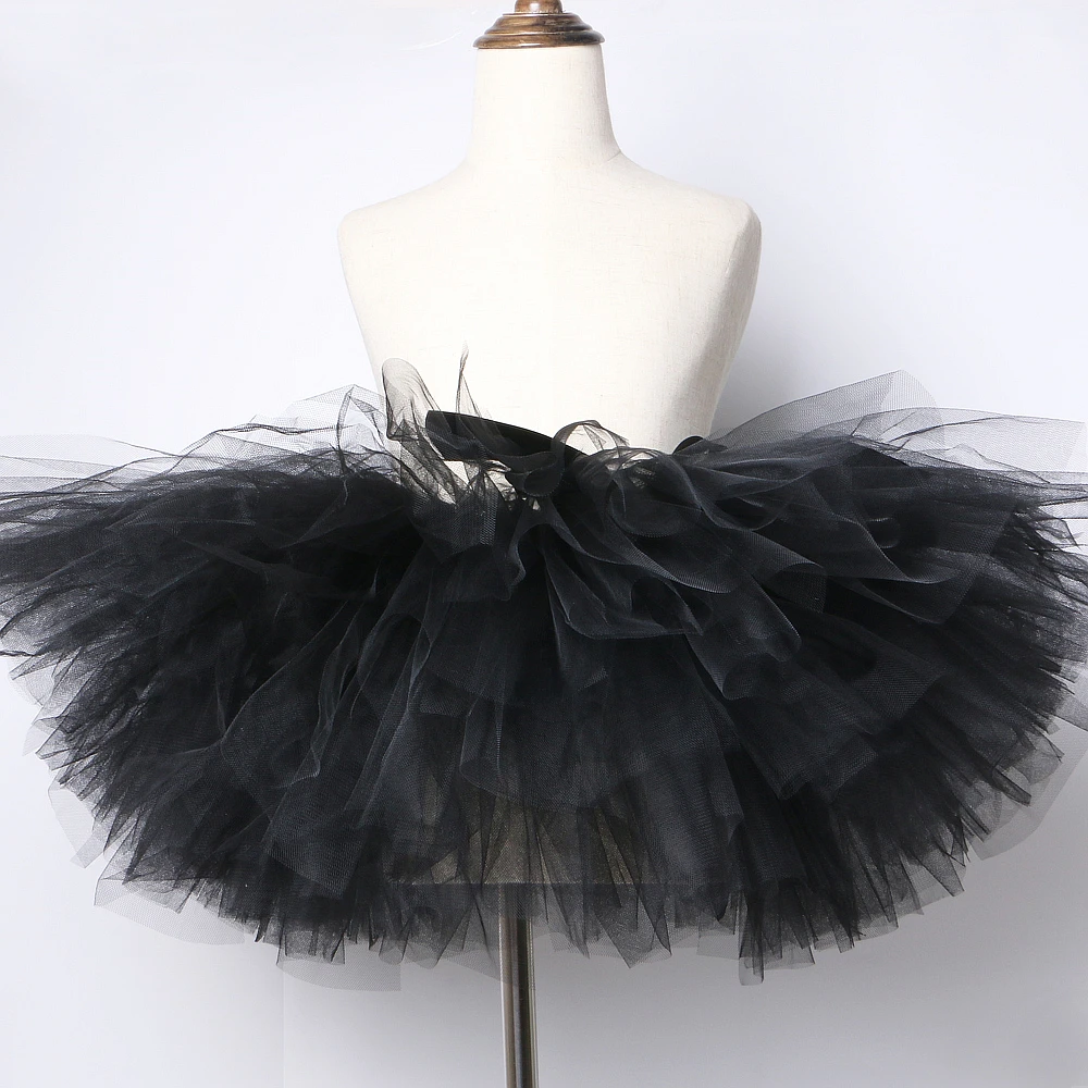 Black Skirt Tutu for Girls Tulle Skirt Child Baby Children Fluffy Tutus for Dancing Birthday Party Ball Gown Skirts Solid Color