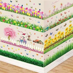 Cubierta de zócalo de esquina, calcomanía de pared, pegatinas de flores, mariposa, hoja, decoración del hogar, murales de vinilo DIY para ventana de vidrio, dormitorio y baño