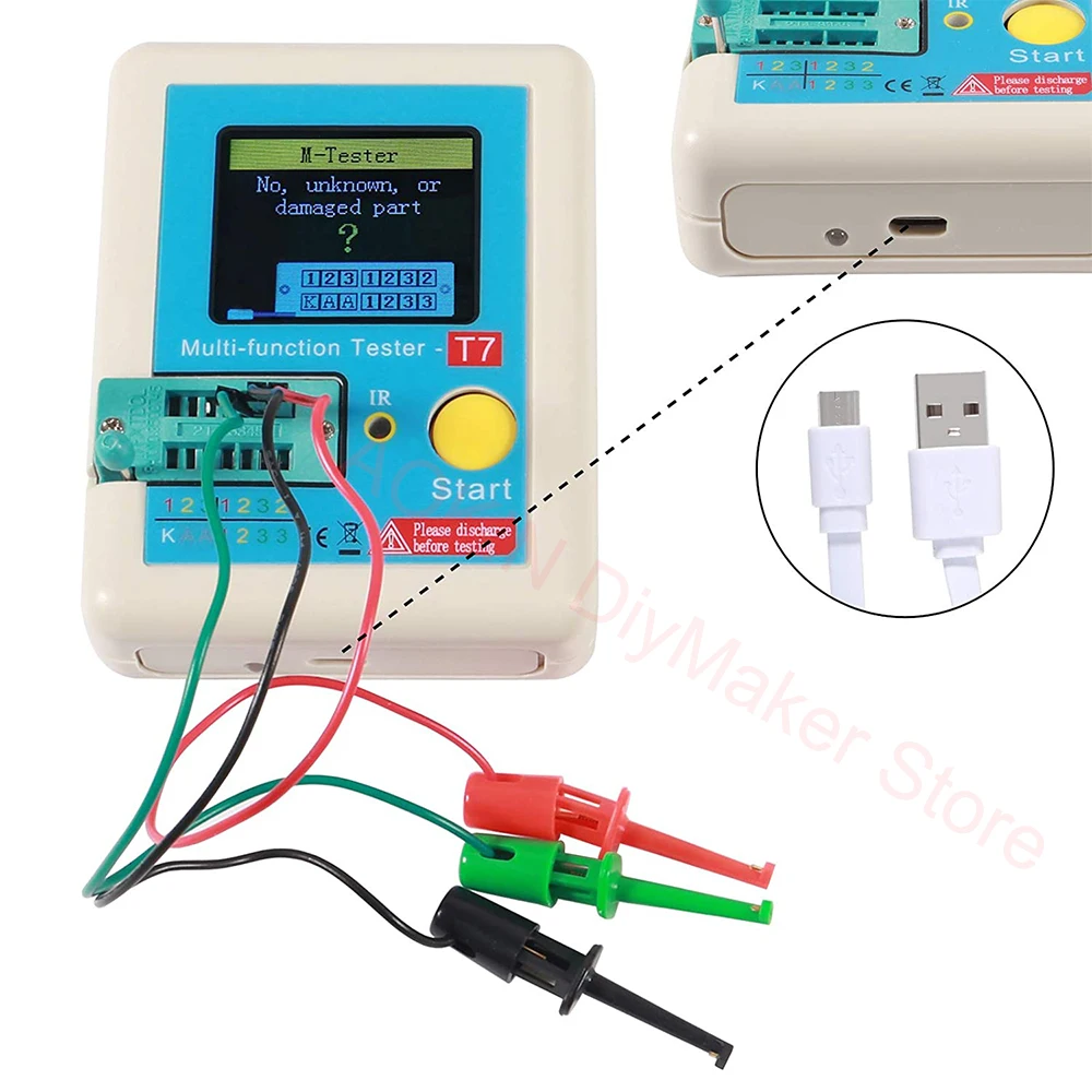 LCR-TC1 TCR-T7 Transistor Tester Multimeter TFT LCD Display ESR Dioda Triode Kapasitansi Resistor Meter NPN MOSFET Multimeter