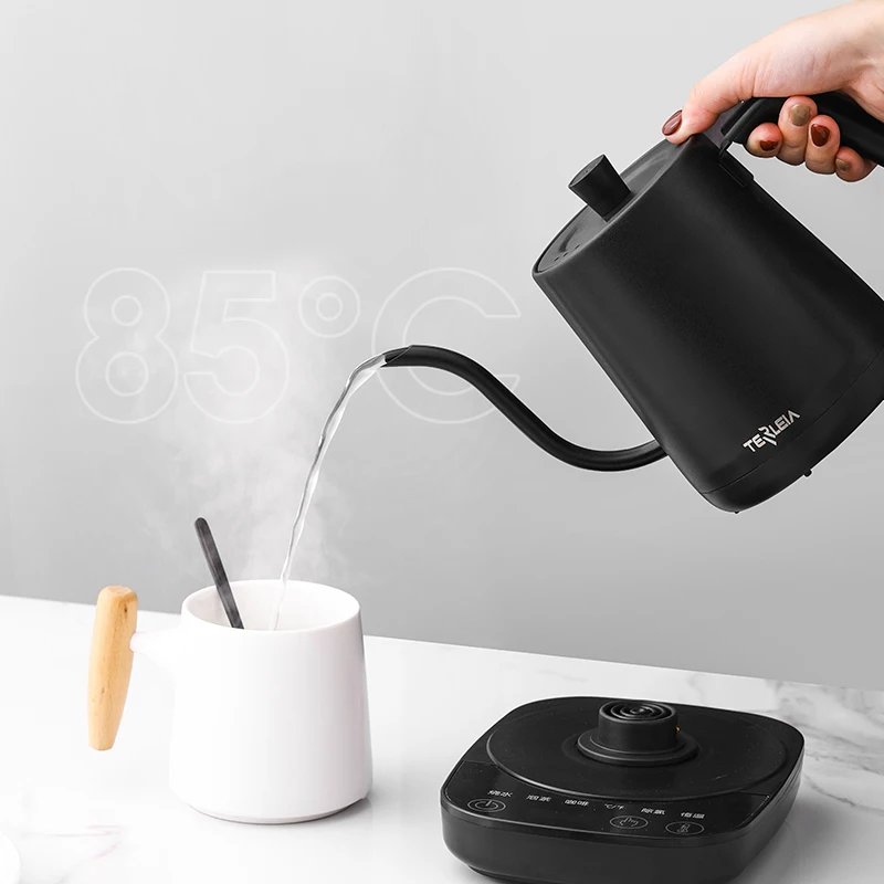 800ml Electric Kettle Gooseneck Coffee Pot Thermo pot Temperature-Control Heating Water Bottle 304 Stainless Steel Teapot 220V