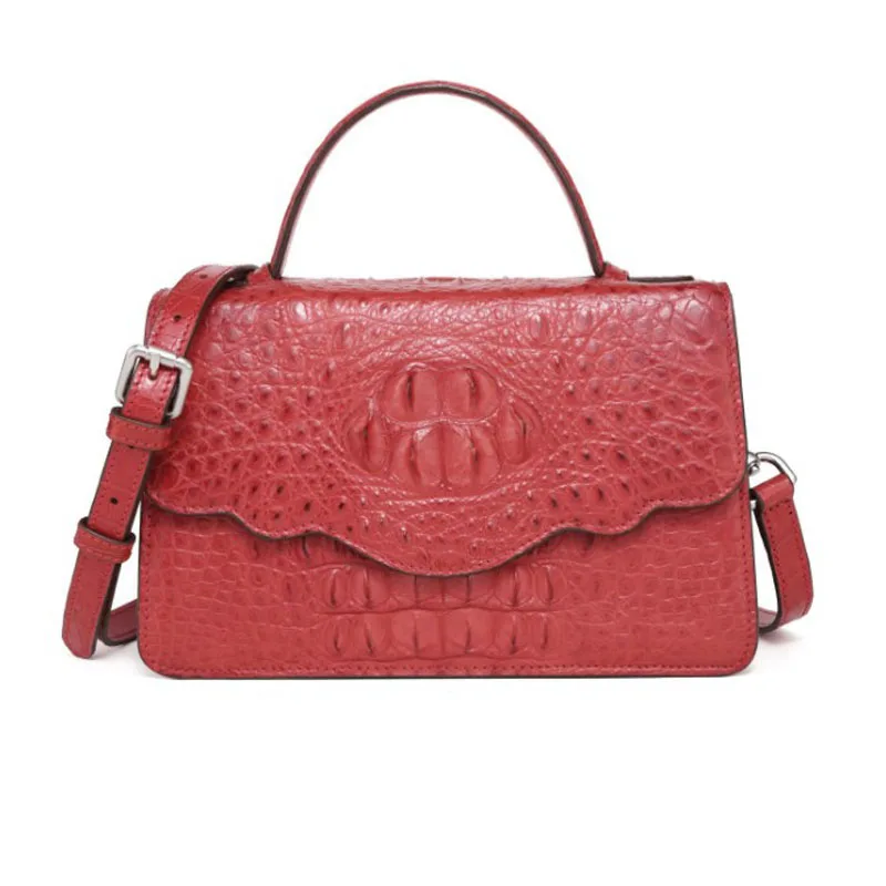 hongzhiyan new casual genuine crocodile leather female bag is small square bag with pure color crocodile skin women handbag