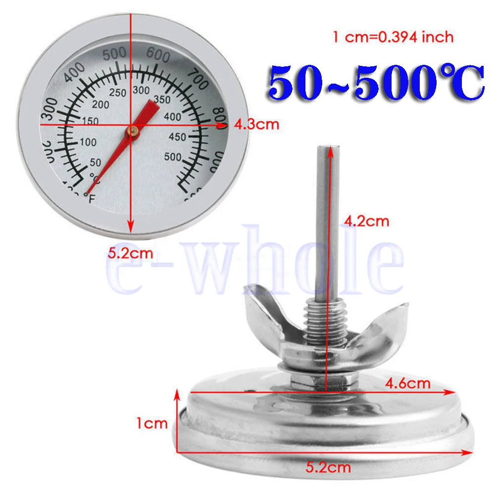 50~500℃ Stainless Steel explosion-proof glass Barbecue BBQ Smoker Grill Thermometer Temperature Gauge Household Oven Celsius