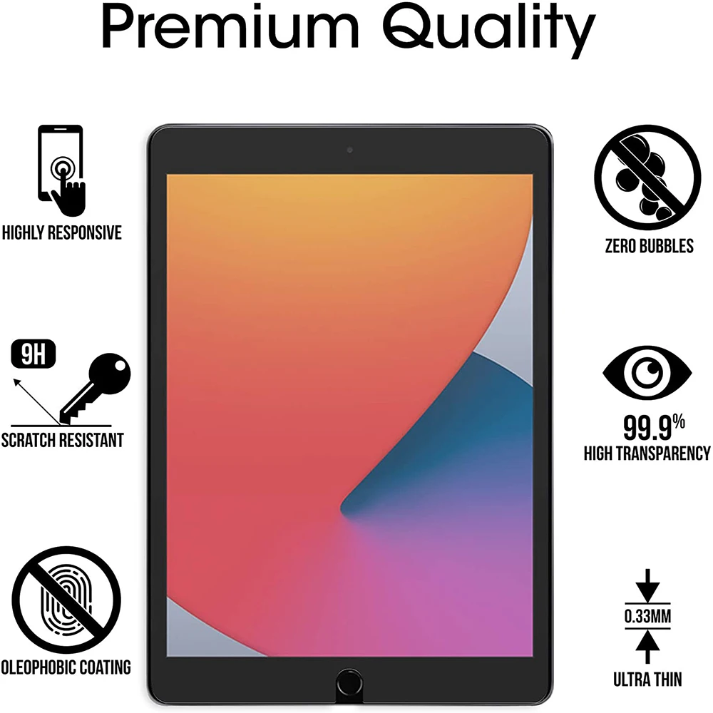 

Tablet Tempered Glass for Apple IPad 2021 9th Generation 10.2 Inch HD Anti-fingerprint Screen Protector Film for IPad 2021 9th